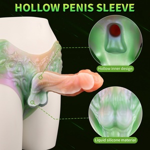 Dildo réaliste fantaisie, pantalon-harnais creux monstre, manchon de pénis en silicone souple et élastique, dildo sexuel, jouet sexuel pour adultes lesbiennes, vente en gros - Product Image 4