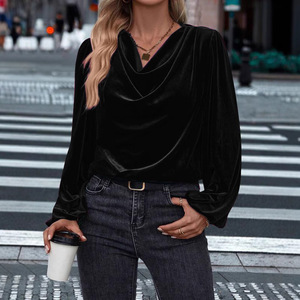 <span class=keywords><strong>Chemise</strong></span> <span class=keywords><strong>en</strong></span> <span class=keywords><strong>velours</strong></span> à imprimé vache pour femmes Nouveau design Manches lanternes Haut décontracté <span class=keywords><strong>Chemise</strong></span> de mode personnalisée pour femmes - Product Image 4