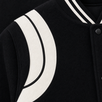 Blouson universitaire rétro personnalisé 380g épais, noir et blanc, style baseball, boutons-pression, streetwear homme, commande en gros