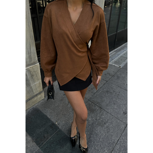 Chemisier en daim beige pour femme avec broderie florale, taille XL, en soie et mousseline, coupe ample, idéal pour le bureau et les soirées - Product Image 5