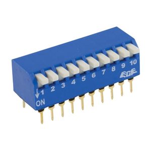 ดิปสวิตช์ 10 ทาง สีฟ้า พร้อมขาสีทอง สำหรับงานอิเล็กทรอนิกส์ - Product Image 1