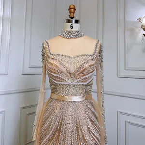 4 Farben muslim isch Perlen Quaste Meerjungfrau Dubai arabisch Abendkleider Luxus 2023 für Damen Hochzeit Party kleider