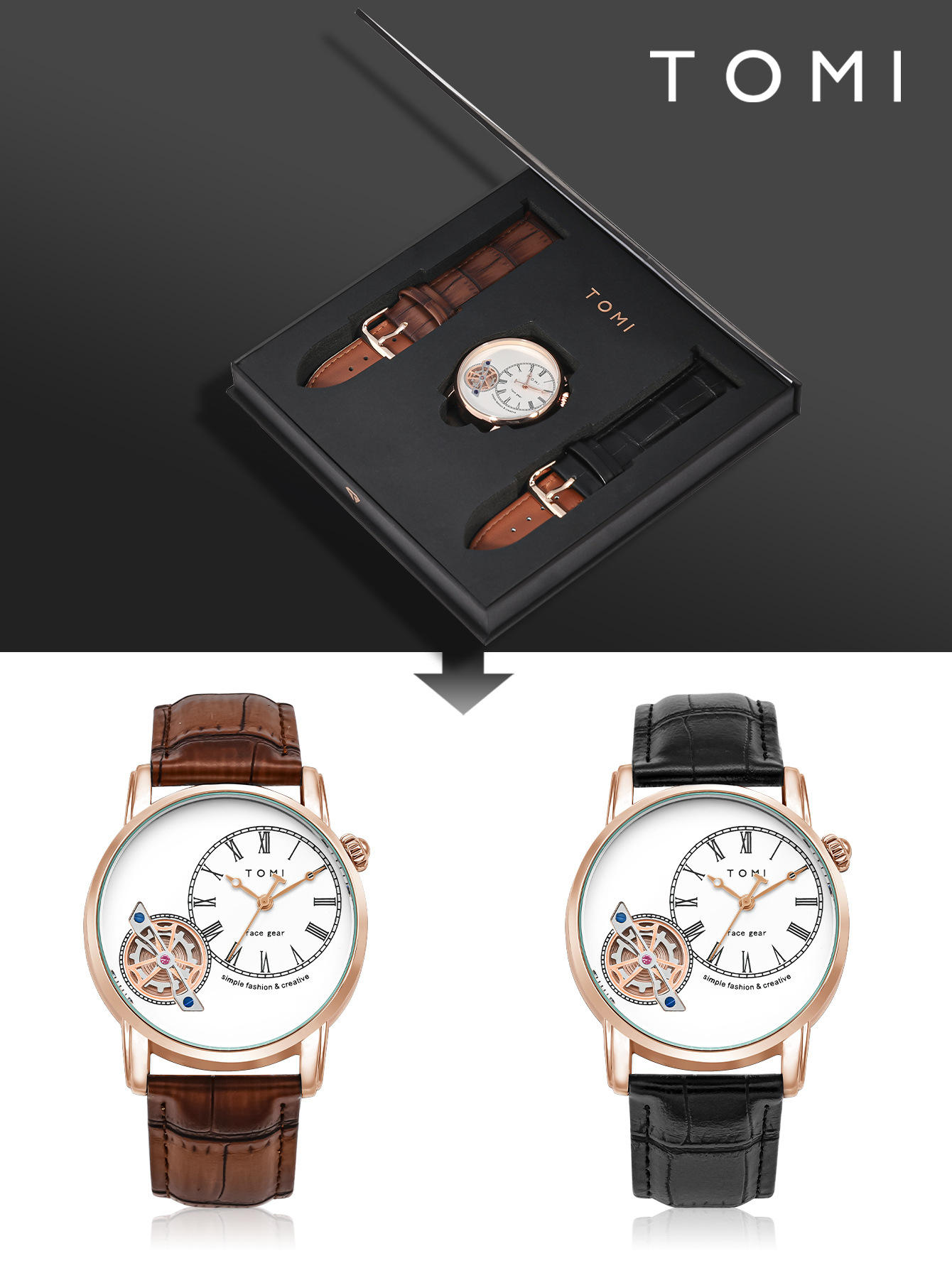 Tomi-t103 Men's Waterproof Quartz Watch - Fashion Gift Box