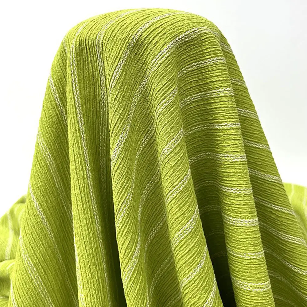 New design green color polyester rayon spandex fabric knitting crepe fabric for dress