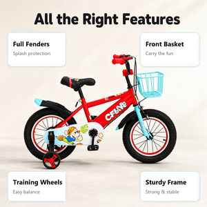 Bicicleta Infantil de 12'', 14'', 16'', 18'' con Ruedas de Entrenamiento Desmontables, Color Rojo, Azul, Rosa y Gris, para Niños y Niñas, Deportes al Aire Libre - Product Image 3