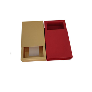 Hộp Ngăn Kéo Giấy Kraft Logo Tùy Chỉnh Mới Nhất, Bao Bì Hộp Ngăn Kéo Trượt Gấp Gọn, Hộp Nước Hoa Màu Vàng Đỏ - Product Image 2