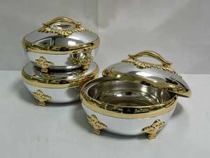 Recipientes para calentar comida de alta resistencia, chapados en oro brillante, de 4L, 5L y 6L, de gran capacidad, para catering, hoteles y buffets. - Product Image 3