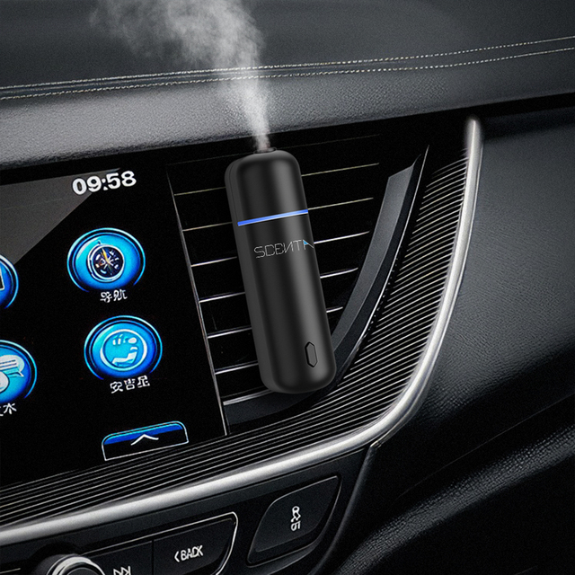 SCENTA Car Essential Oil Diffuser Fragrance Oil Ultrasonic Nebulizer Machine Battery Waterless Car Vent Clip Diffuser Custom OEM