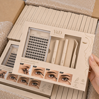 Kit de cils individuels pré-coupés en grappes pour extension de cils, avec colle et fixateur, marque privée, vente en gros Europe, logo personnalisé