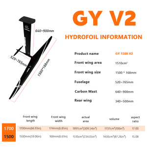 Tabla de surf eléctrica ART 1500 Carbon Mast con ala grande para principiantes, para surfear, jugar en el agua, kitesurf y hydrofoil. - Product Image 2