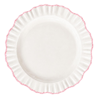 Assiettes de présentation en céramique ondulées vintage, base blanche avec bord festonné rouge, vaisselle pour mariage, fête, décoration de la maison