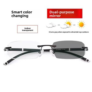 Diamond Cut Square Clear Lens Rimless Presbyopia <strong>Glasses</strong> Photochromic Anti-Blue Light Metal Frame <strong>Reading</strong> <strong>Glasses</strong> Wholesale - Product Image 6