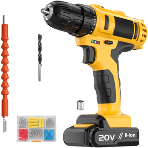 20V Mini Cordless Drill Set Keyless Electric Screwdriver DIY Tool Variable Speed Brushed Motor Battery Powered 30mm Max Local US