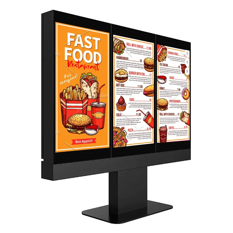 Samidisplay 55 pouces 4K 2500Nits double écran Drive Thru Menu Board Lcd Affichage numérique pour les restaurants