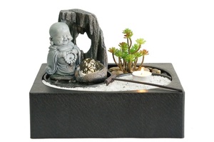 Fontana a Cascata con Sfera Rotante e Riso, Statua in Vetro di Buddha Maitreya con Oro, Decorazione <span class=keywords><strong>per</strong></span> la Casa - Product Image 6