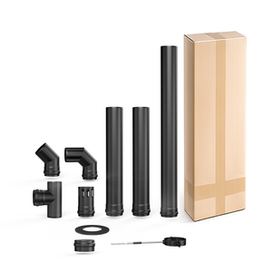 Kit <span class=keywords><strong>de</strong></span> cheminée moderne <span class=keywords><strong>de</strong></span> <span class=keywords><strong>80</strong></span> mm <span class=keywords><strong>de</strong></span> diamètre avec coude <span class=keywords><strong>de</strong></span> 1 mm d'épaisseur pour foyer/cheminée à bois, idéal pour salle à manger, villa, appartement - Product Image 1