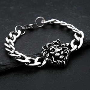 Yunnique – Bracelet tête de Lion pour hommes, couleur acier, chaîne en acier titane de 22cm, bijoux Hip Hop Punk, cadeau - Product Image 3