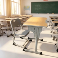 Ensemble bureau et chaise individuels pour étudiants, réglables en hauteur, ergonomiques et neufs