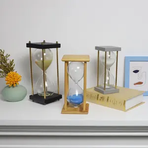 Hot Quality Wood Custom Color Timer Hourglass 1 Minute Sand Timer Glass Hourglass Modern Style For Tea Coffee Life