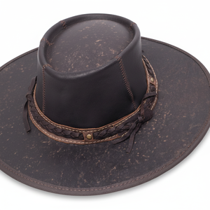 Vintage Leather Cowboy <b>Hats</b> Men Women Red Black Bush <b>Hat</b> Western Style <b>Crazy</b> Horse Leather Cowboy <b>Hat</b> - Product Image 1
