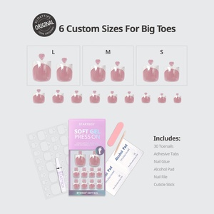 BTArtbox Uñas Postizas Francesas con Pegamento al por Mayor, Uñas Cuadradas de Gel Suave con Punta Francesa Glaseada, Uñas de Gel a Presión para los Pies - Product Image 5