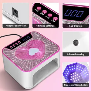 Lampe à LED UV pour ongles, 45 LED, lampe de séchage pour vernis gel, machine de séchage avec capteur automatique, lampe à LED UV en forme de cœur, outil de séchage - Product Image 2