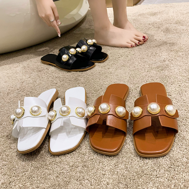 Large Size Ladies Slippers Sandals 2022 Women's Casual Shoes Rubber Flat Slipper