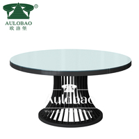 Mesa de Comedor Redonda con Pedestal Cónico, Tapa de Vidrio Templado con Acabado Espejo en Acero Inoxidable Dorado para Eventos de Boda