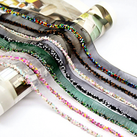 Ruban en organza orné de perles de verre multicolores, ruban de dentelle perlée pour robe de mariée, vêtement, chaussures, sac, accessoires de couture DIY