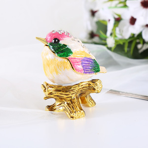 Boîte à bijoux décorative <span class=keywords><strong>de</strong></span> petite taille en gros, boîte à bijoux en émail peinte à la main, oiseau chanteur pour le rangement ou la remise <span class=keywords><strong>de</strong></span> cadeaux, ornements en métal - Product Image 6