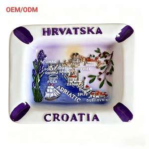 Posacenere Personalizzato HRVATSKA con Monumento, Paesaggio Scenico 3D in Resina, Contenitore per Regali Commemorativi Culturali e di Viaggio sui Balcani - Product Image 1