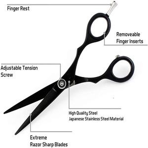 Ciseaux à cheveux professionnels 6 pouces en acier inoxydable 440C, tête droite, lame tranchante, manche moyen, pour usage en salon de beauté - Product Image 3