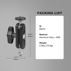 Mechrigデュアルボールヘッドマウント360 ° 調整可能アルミカメラブラケット1/4インチネジモニター用ライト三脚マイク - Product Image 2