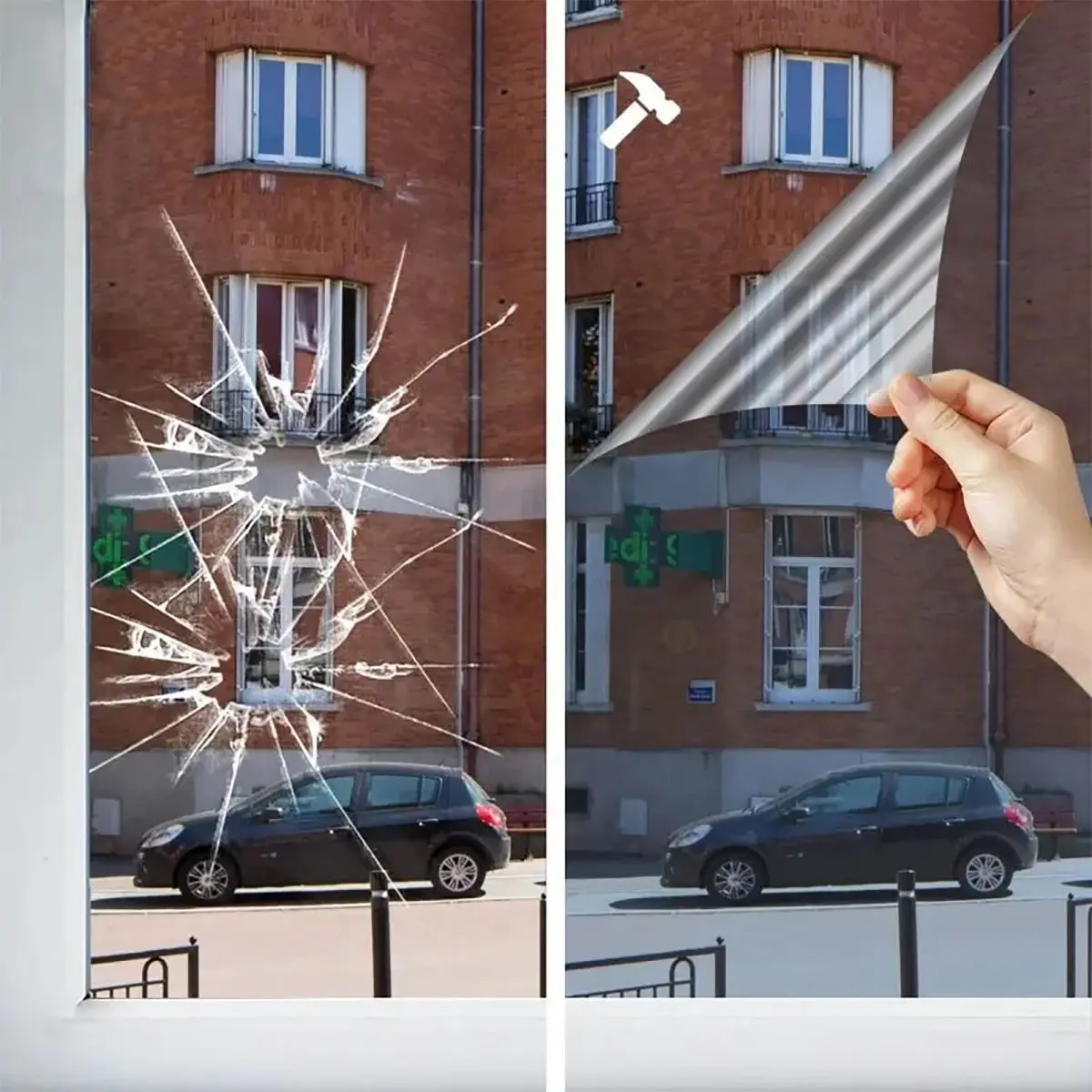 2mil pellicola trasparente per finestra di sicurezza vetro infrangibile adesivo protettivo in vinile, pellicola trasparente antideflagrante