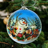 Boule de Noël en verre peinte à la main, motif Robin, écologique, de haute qualité, pour la vente en gros 2026, ornement de sapin de Noël, décoration festive pour la maison