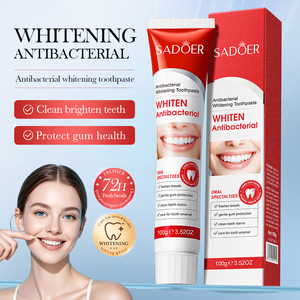 Dentifrice blanchissant antibactérien SADOER en marque blanche : Réduit la <span class=keywords><strong>plaque</strong></span> dentaire, élimine les taches, éclaircit les dents, rafraîchit l'haleine - Product Image 1