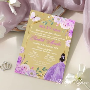 Enveloppe d'invitation de mariage de luxe en acrylique transparent rose pailleté avec doublure florale orchidée blanche et rose, impression personnalisée - Product Image 4