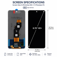 Écran avec châssis central pour Infinix Hot 50 Tecno Spark 30 X6882 KL6 – Remplacement du boîtier avant et de l'assemblage tactile