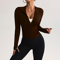 Veste de yoga zippée intégrale grande taille pour femme, coupe ajustée, séchage rapide, cardigan de sport élégant, respirant et léger