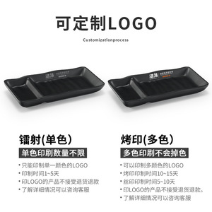 Black <b>Melamine</b> Snack <b>Plate</b> With Dipping Dish Irregular Shape For Party Hotel Meals - Product Image 4