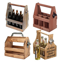 Porte-bouteille en bois massif à entretien simple avec ouvre-bouteille en fonte ustique