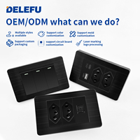 DELEFU Enchufe USB de Acero Inoxidable Negro Duradero Tipo 10A/20A Modelo Brasileño 118 con Carga Rápida Tipo-C de 20W