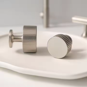 キャビネットドア用ベッドルームまたはバスルーム用無地新真鍮ハンドルノブニッケルメッキブラシ付き - Product Image 4
