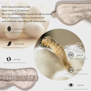 Masque de sommeil en satin de soie personnalisé avec logo, marque privée, pour voyage, sangle réglable, 100% pure soie de mûrier, vente en gros - Product Image 3