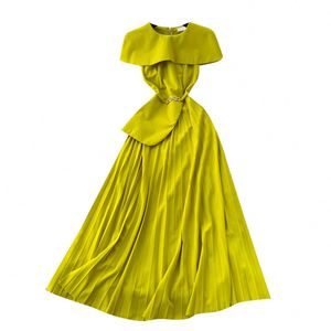 Robe Tunique Plissée Midi Élégante Grande Taille pour Femme, Coupe Empire, Imprimé Numérique Tissé, Respirante, Écologique et Lavable - Product Image 5