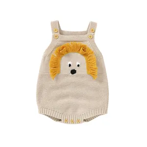 hot sale mimixiong cotton newborn knitted cute lion pattern baby rompers clothing jumpsuits babies toddler clothes