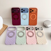 Coque de téléphone portable en silicone liquide pour iPhone 17 Pro 18 Pro avec support anneau rotatif à 360 degrés, antichoc et dos magnétique