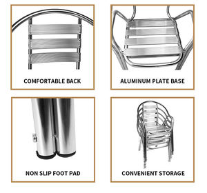 Silla de aluminio para exteriores de alta calidad para uso en patio exterior, sillas de jardín - Product Image 5