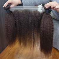 Extensions de cheveux humains 15A, lisses crépus, non traités, vierges brésiliens Remy, double trame machine, couleur naturelle