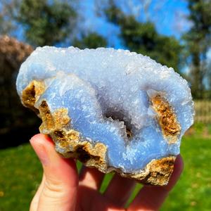 งานฝีมือคริสตัลธรรมชาติ เครื่องประดับหยาบ พลอยดิบ บลูเลซอาเกต หินบำบัด บลูเลซอาเกตแบบตัวอย่าง - Product Image 3